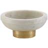 Currey and Company Valor White and Brass 3 3/4&quot;H Marble Bowl