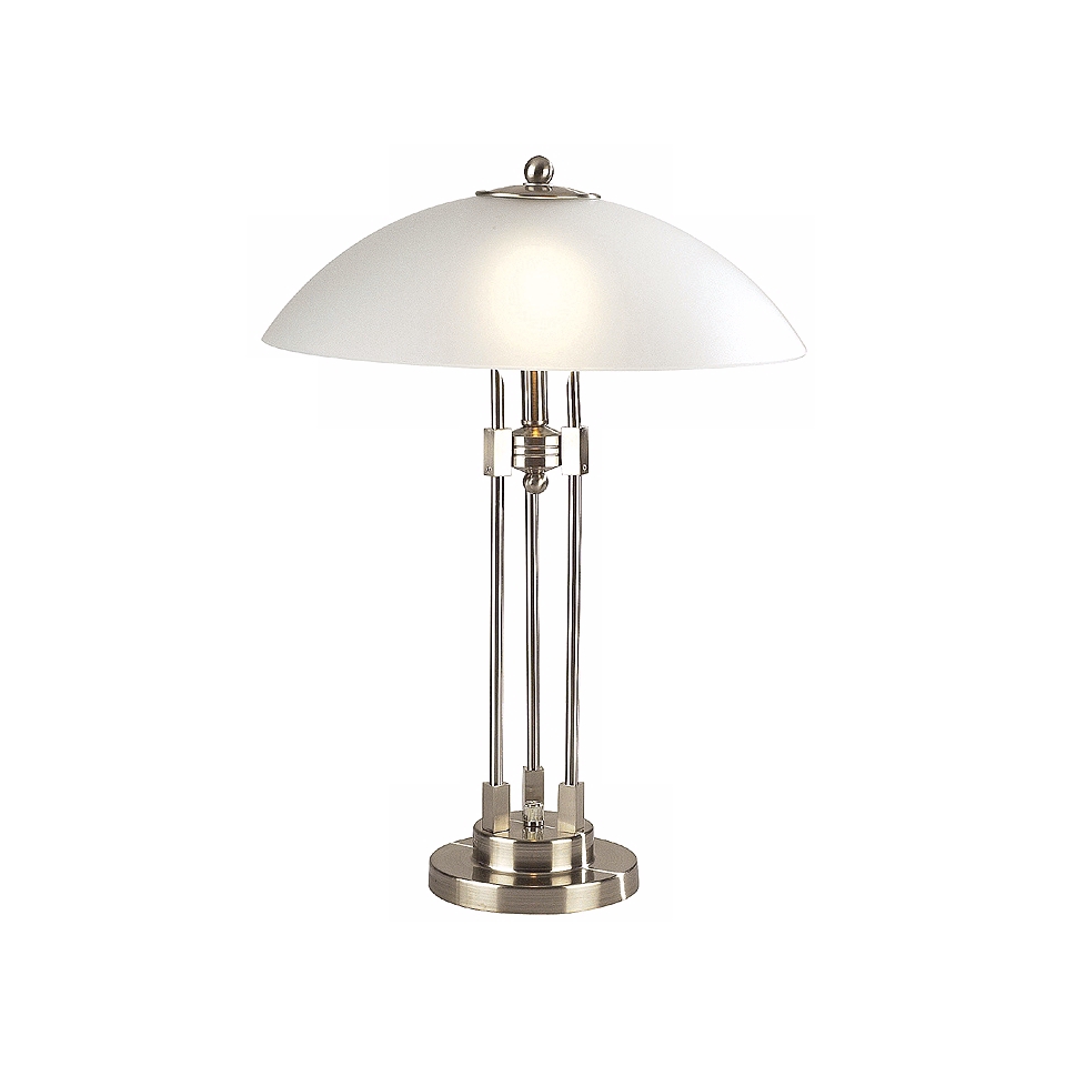 Lite Source Dome Shade Brushed Steel Contemporary Table Lamp   #89454
