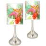 Island Floral Giclee Droplet Table Lamps Set of 2