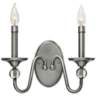 Eleanor 9&quot; High Polished Antique Nickel 2-Light Wall Sconce