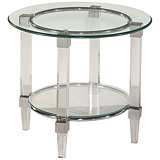 Cristal Glass-Top Round Chrome Cocktail Table - #8Y118 | www.lampsplus.com