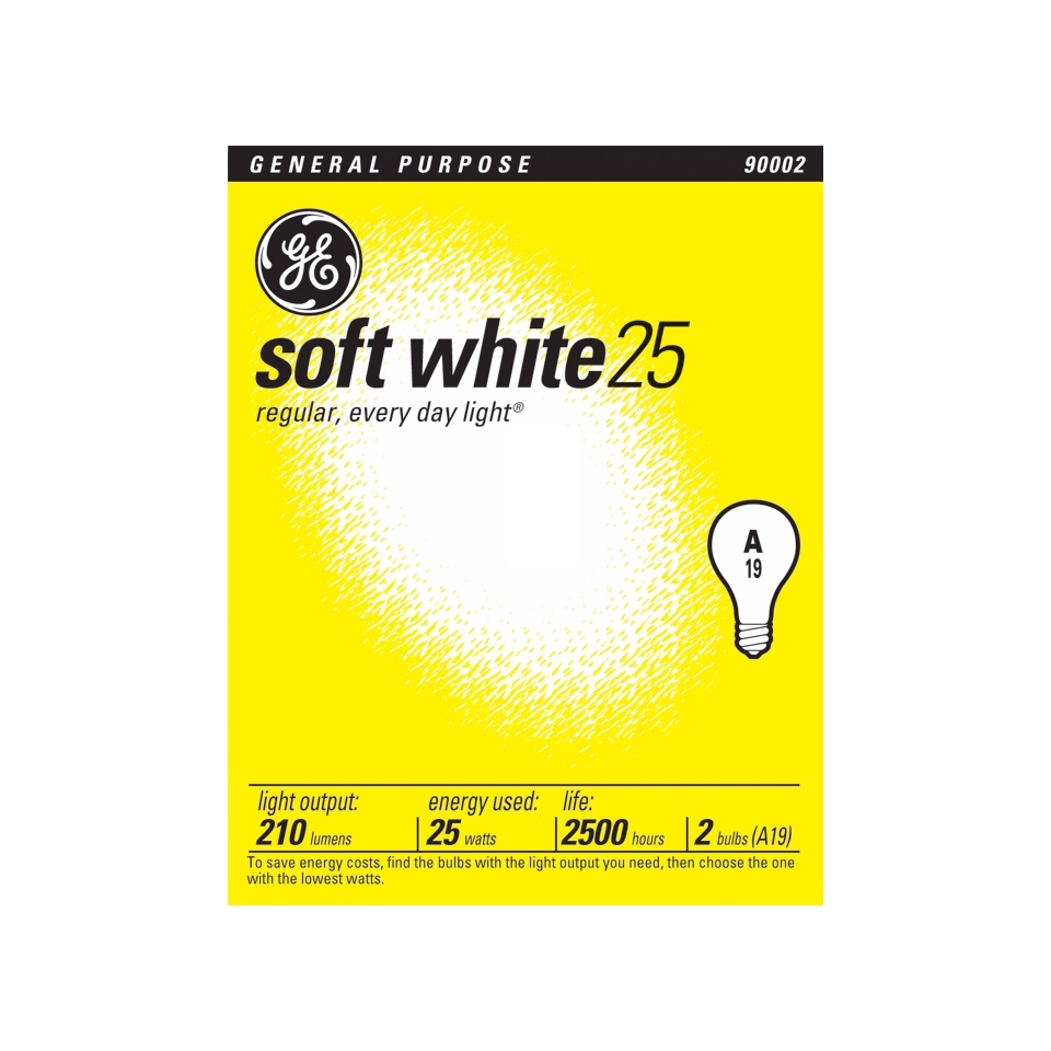GE 25 Watt 2 Pack Soft White Light Bulbs   #90002