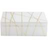Mocary 8 3/4&quot; Wide Glossy White and Gold Stripe Jewelry Box