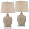 Glenn Dapp Beige Pot Table Lamps With 8&quot; Square Risers