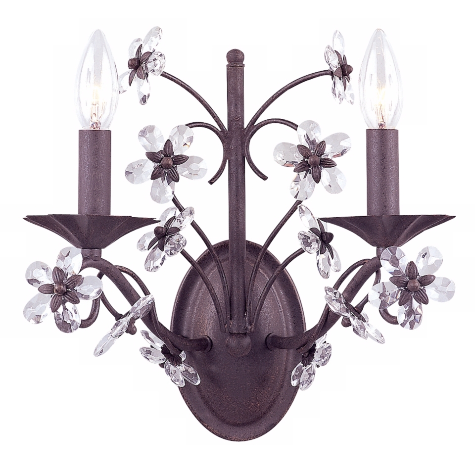 Candelabra Flower with Crystal Accents Sconce   #92616