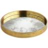 Floral Edge Painted Gold and White Round Decorative Tray