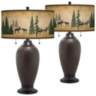 Moose Lodge Zoey Hammered Oil-Rubbed Bronze Table Lamps Set of 2
