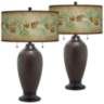 Cone Branch Hammered Oil-Rubbed Bronze Table Lamps Set of 2