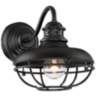 Franklin Park 9&quot; High Black Finish Metal Cage Outdoor Wall Light