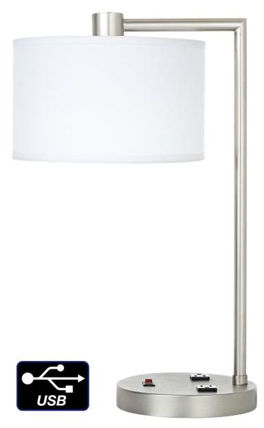 colby brushed nickel desk lamp with outlet and usb port