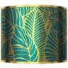 Tropical Leaves Gold Metallic Drum Lamp Shade 14x14x11 (Spider)