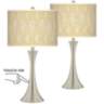 Roman Pebbles Trish Brushed Nickel Touch Table Lamps Set of 2