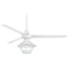 60&quot; Casa Vieja Turbina White Lantern Damp Ceiling Fan with Remote