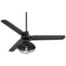 52&quot; Plaza Matte Black Cage Light Damp Rated Ceiling Fan with Remote