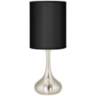 Brushed Steel Droplet Table Lamp with Black Faux Silk Shade
