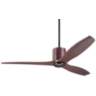 54" Modern Fan LeatherLuxe DC Brown Leather Mahogany Fan with Remote