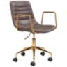 Zuo Eric Brown Faux Leather Adjustable Swivel Modern Office Chair