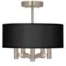 Ava 14&quot; Wide Faux Black Silk and Nickel Finish Ceiling Light