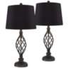 Annie Iron Scroll Black Shade Table Lamps Set of 2