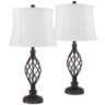 Annie Iron Scroll Cream Shade Table Lamps Set of 2