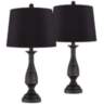 Ben Dark Bronze Metal Black Shade Table Lamps Set of 2