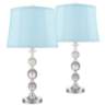 Solange Silver Stacked Crystal Blue Softback Table Lamps Set of 2