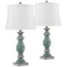 Patsy Blue-Gray Washed Cream Shade Table Lamps Set of 2