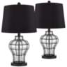 Hudson Blown Glass Gourd Black Shade Table Lamps Set of 2