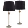Lynn Beige Wood Buffet Black Shade Table Lamps Set of 2
