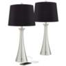 Karl Brushed Nickel Black Shade Lamps Set of 2 with USB and Outlet