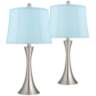 Gerson Brushed Nickel LED Blue Softback Table Lamps Set of 4