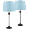 Lynn Black Buffet Blue Hardback Table Lamps Set of 2