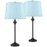 Lynn Black Buffet Blue Softback Table Lamps Set of 2