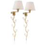 Clement Antique Brass Plug-In Swing Arm Wall Lamp Set of 2 with Cord Covers