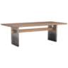 Brennan 94&quot; Wide Pewter Iron and Oak Ombre Dining Table
