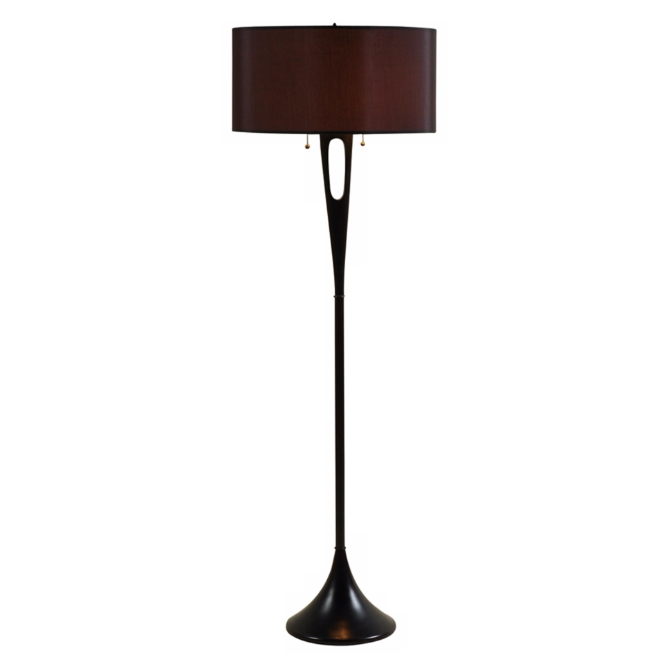 Lights Up French Mod Bronze with Black  Shade Floor Lamp   #99696