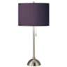 Eggplant Purple Faux Silk and Brushed Nickel Modern Table Lamp