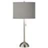 Gray Faux Silk and Brushed Nickel Modern Table Lamp