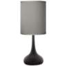 Possini Euro Black Finish Droplet Table Lamp with Gray Faux Silk Shade