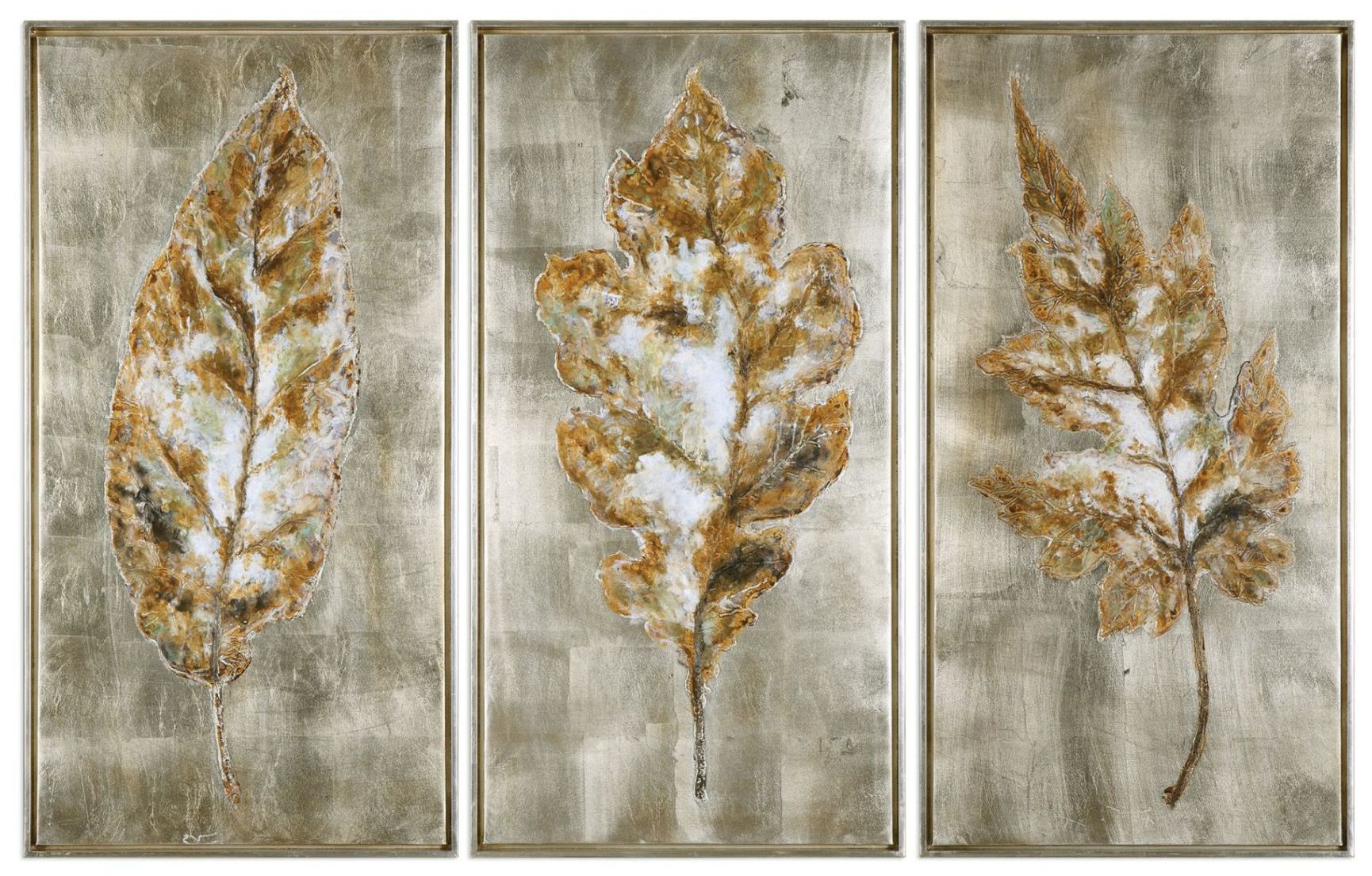 Champagne Leaves 3-Piece 40 3/4" High Canvas Wall Art Set - #9G395