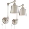 Set of 2 Mendes Brushed Nickel Plug-In Wall Lamps