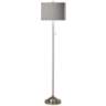 Gray Polyester Brushed Nickel Pull Chain Floor Lamp