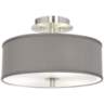 Gray Faux Silk 14&quot; Wide Ceiling Light