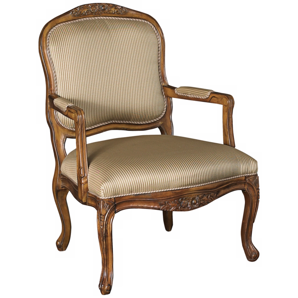 Hidden Treasures Neutral Striped Fabric Accent Chair   #F6484