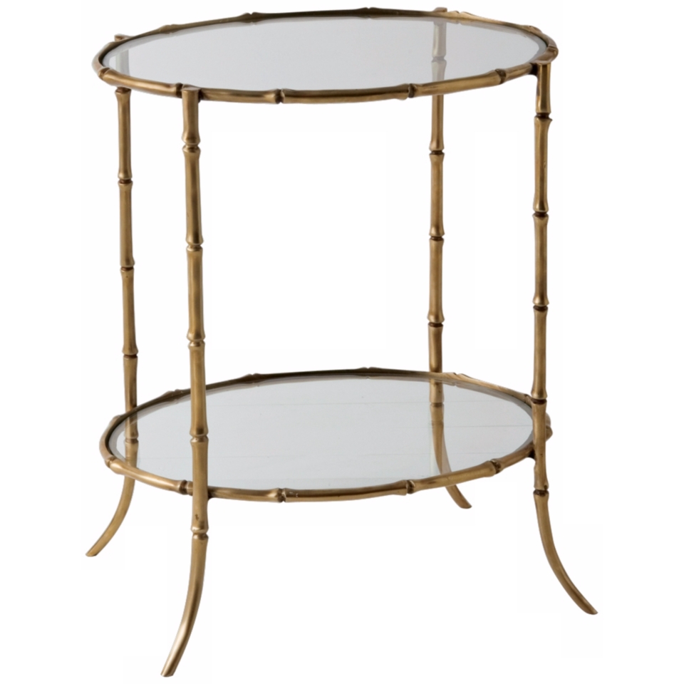 Antique Brass Bamboo Side Table   #F7911