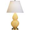 Robert Abbey Yellow and Brass Double Gourd Ceramic Table Lamp