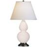Robert Abbey White and Bronze Double Gourd Ceramic Table Lamp