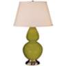 Robert Abbey Apple Green and Silver Double Gourd Ceramic Table Lamp