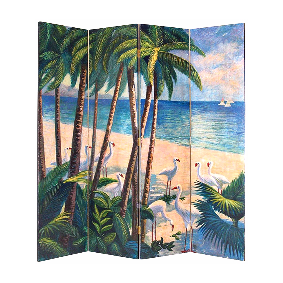 Tropical Beach Hand Painted Screen   #G7472