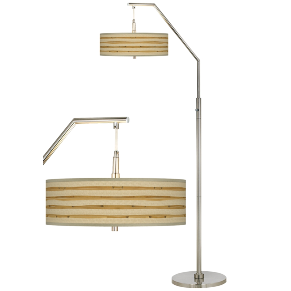 Bamboo Wrap Giclee Shade Arc Floor Lamp   #H5361 V3105